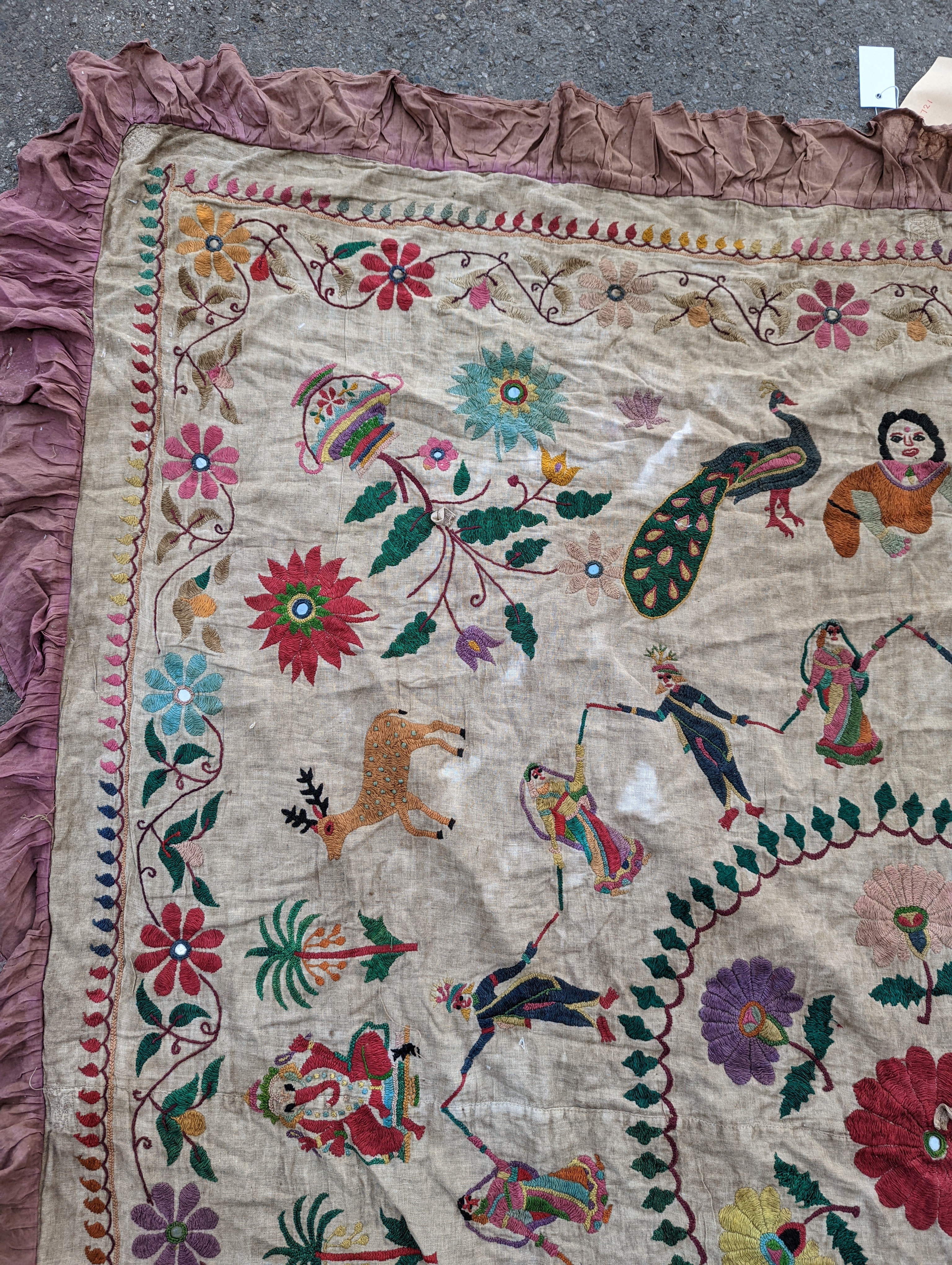 An Indian embroidered panel, 160 x 180cm
